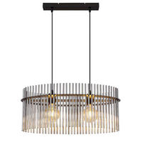 LED HÄNGELEUCHTE Glasstäbe Grau Schwarz Matt - Grau, Glas (60/23/140cm) - Globo Lighting