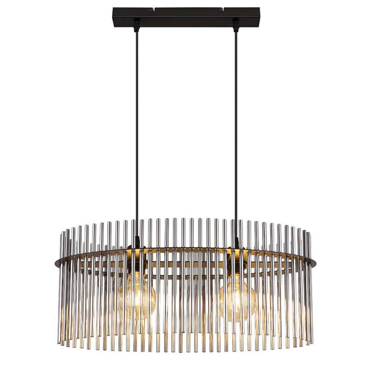 LED HÄNGELEUCHTE Glasstäbe Grau Schwarz Matt - Grau, Glas (60/23/140cm) - Globo Lighting