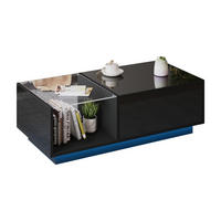COUCHTISCH Hubtisch mit LED 60.000 Farben Stauraum Hochglanz Glas 100 cm Spanplatte modern - Schwarz, Holzwerkstoff (100/50/33cm) - EVRYAE