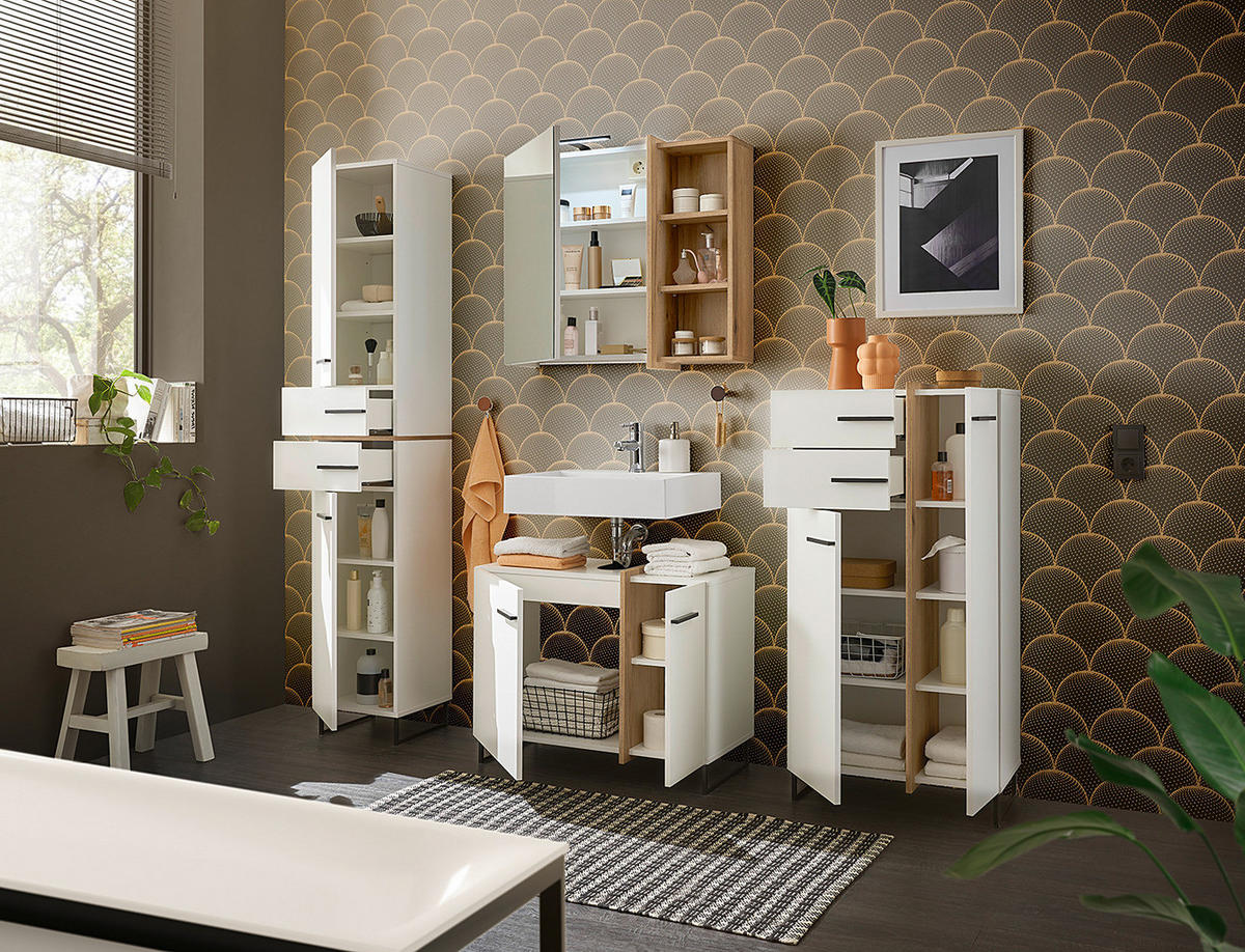 WASCHBECKENUNTERSCHRANK - Weiß, Holzwerkstoff (80/64/41cm) - home24