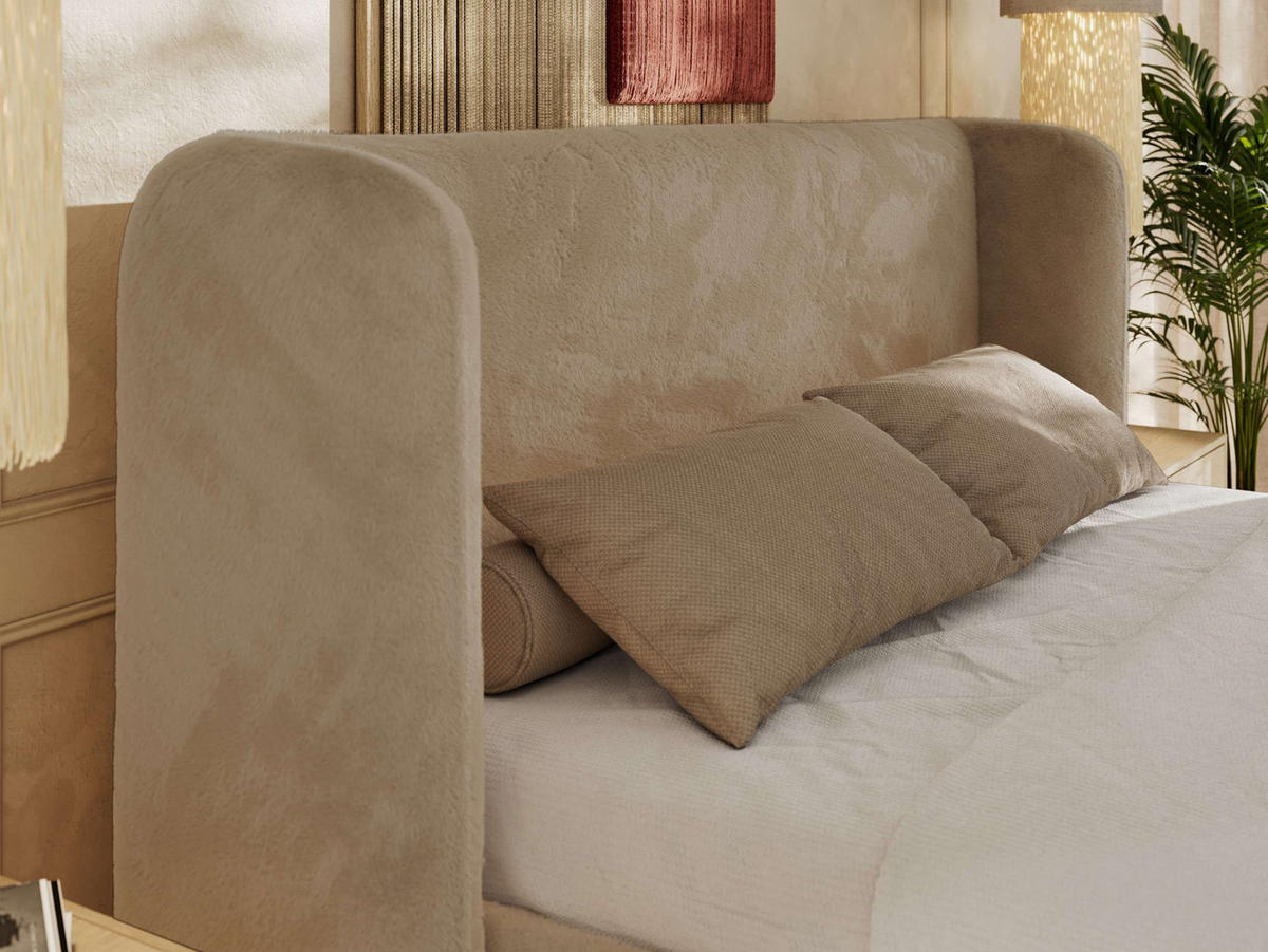 POLSTERBETT EMORA CLASSIC 140/200 - Beige Plüsch - Multipocket-Matratze - Beige, Textil (140/200cm) - MKS