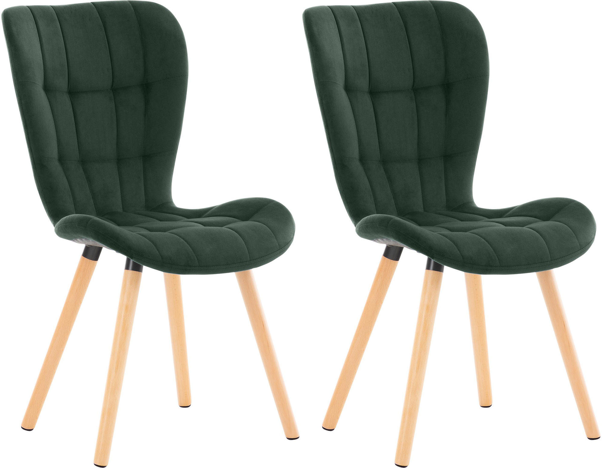 STUHL 2er Set Samt grün - Eukalyptusholzfarben/Grün, Holz/Textil (50/88/63cm) - CLP