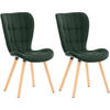STUHL 2er Set Samt grün - Eukalyptusholzfarben/Grün, Holz/Textil (50/88/63cm) - CLP
