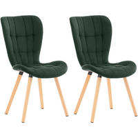 STUHL 2er Set Samt grün - Eukalyptusholzfarben/Grün, Holz/Textil (50/88/63cm) - CLP