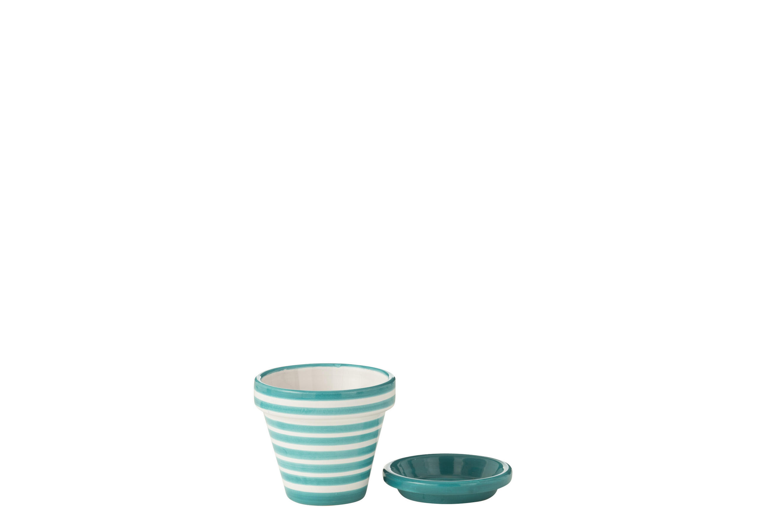 BLUMENTOPF GRANADA STRIPES - Töpferei - Aqua - XS - Ø 17 cm - Multicolor, Keramik (17/15cm) - J-Line
