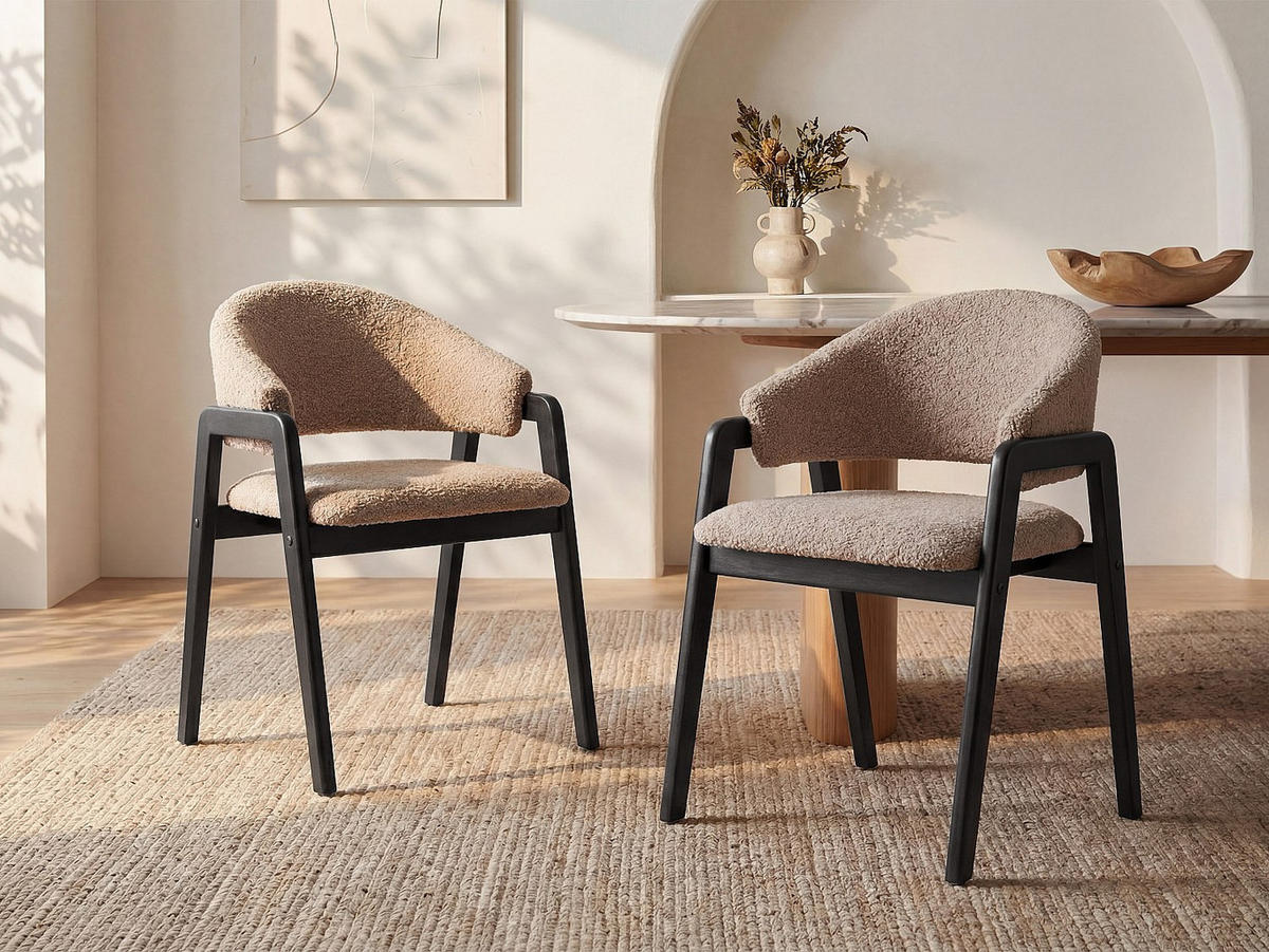 STUHL - 56 cm x 53.5 cm - stoff - taupe Soluna - Schwarz/Braun, Textil (56/82/53.5cm) - Vente-Unique