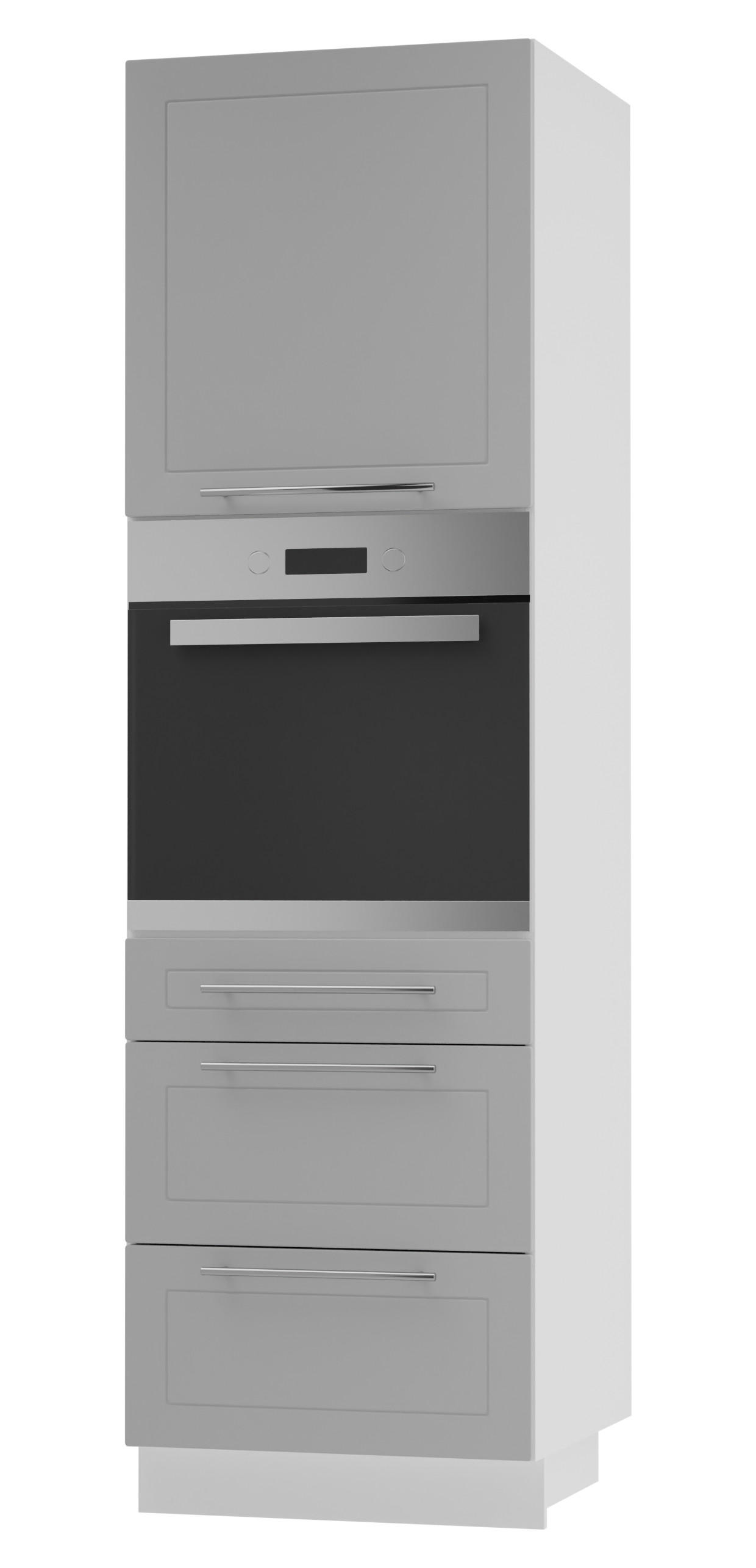 Feldmann-Wohnen Backofen-Hochschrank Grau, Weiß 60x207x59 cm