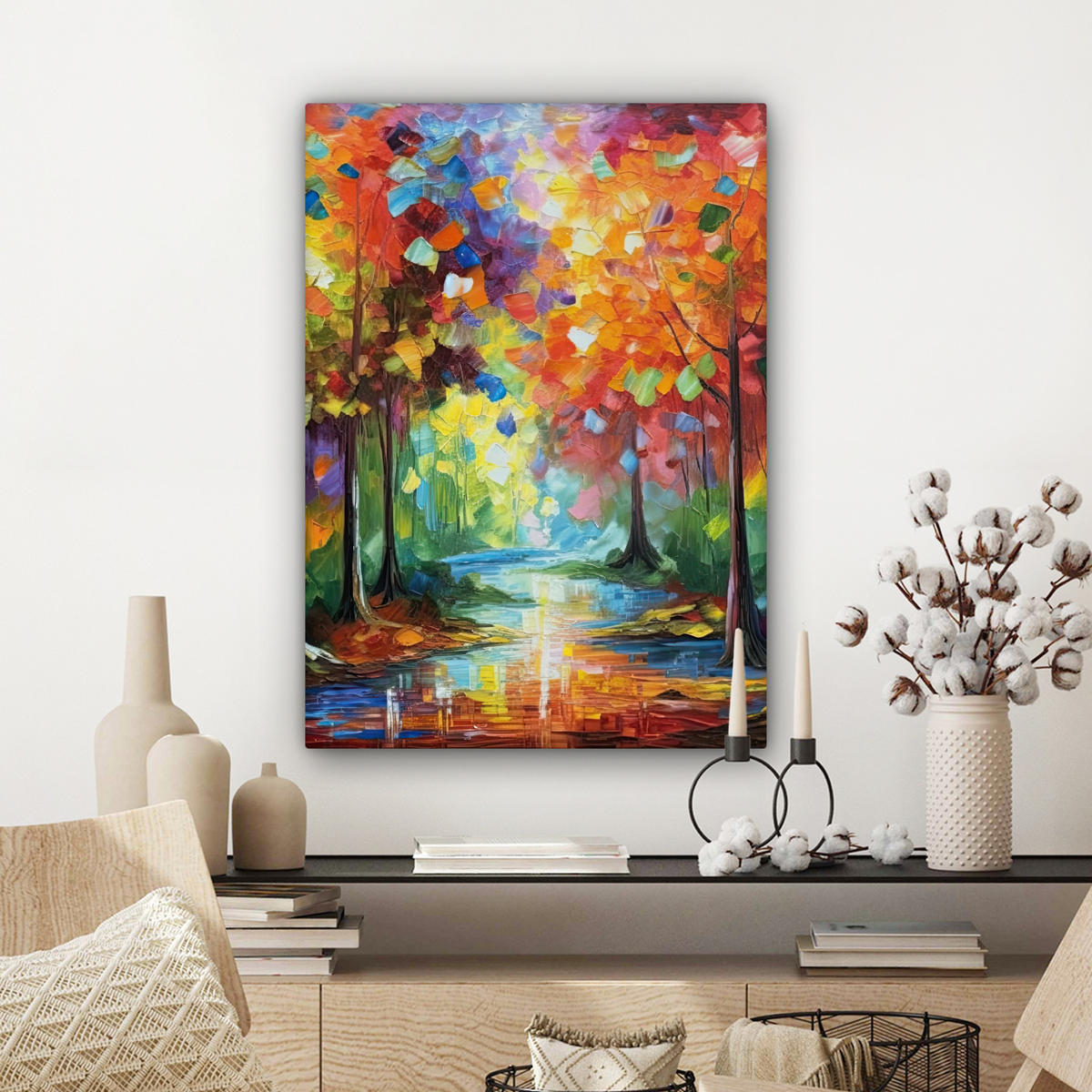 LEINWANDBILD Landschaft - Wald - Farben - Natur 60x80 cm - Multicolor, Textil (60/80cm) - MuchoWow