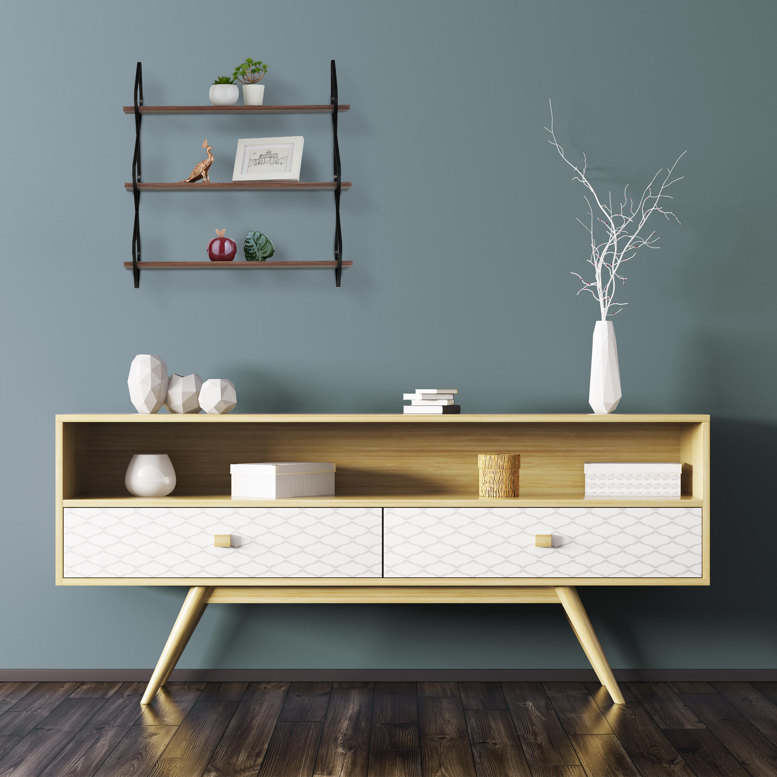 WANDREGAL - Braun, Holzwerkstoff/Kunststoff (60/60/18.5cm) - Relaxdays