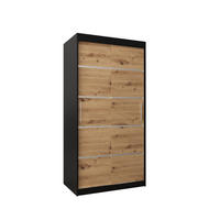 SCHWEBETÜRENSCHRANK 200/100/62 2-türig - Silberfarben/Schwarz, Holz/Kunststoff (100/200/62cm) - MÖBEL KRYSPOL