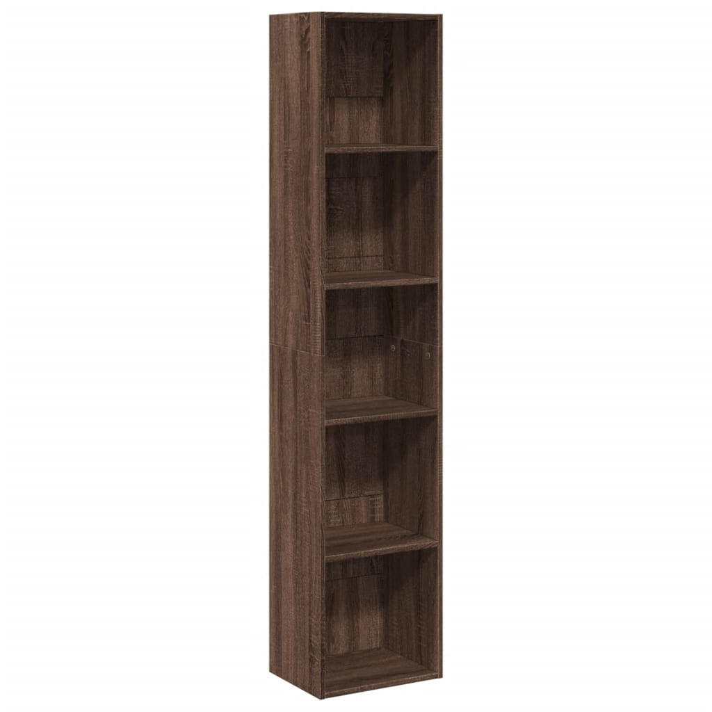BÜCHERREGAL mit 5 Fächern 40/30/189 cm aus Holzwerkstoff Braun Eichen-Optik Dekor - Dunkelbraun, Holz (40/189/40cm) - vidaXL