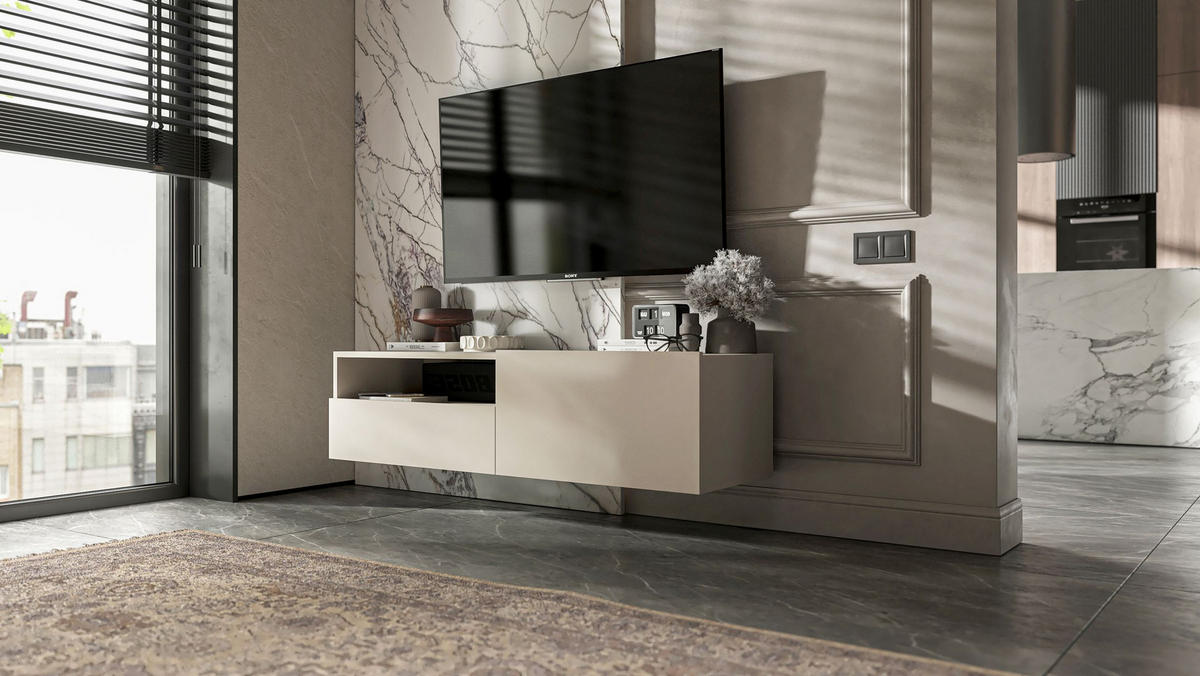 TV-SCHRANK Enjoy Kaschmir matt Schublade 120 cm - Kaschmir, Holzwerkstoff (120/30/35cm) - Meble Lindner