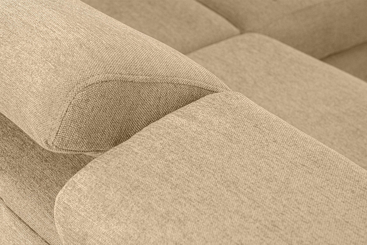 SCHLAFECKSOFA RATLO links 4/5-Sitzer mit Bettkasten, beige - Beige/Silberfarben, Textil (270/190cm) - KONSIMO®