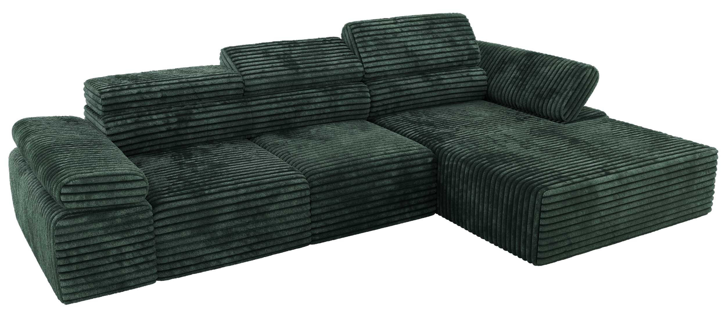 ECKSOFA RILASSO L Grün Cord - rechts - Schwarz/Grün, Kunststoff/Textil (174/296cm) - MKS