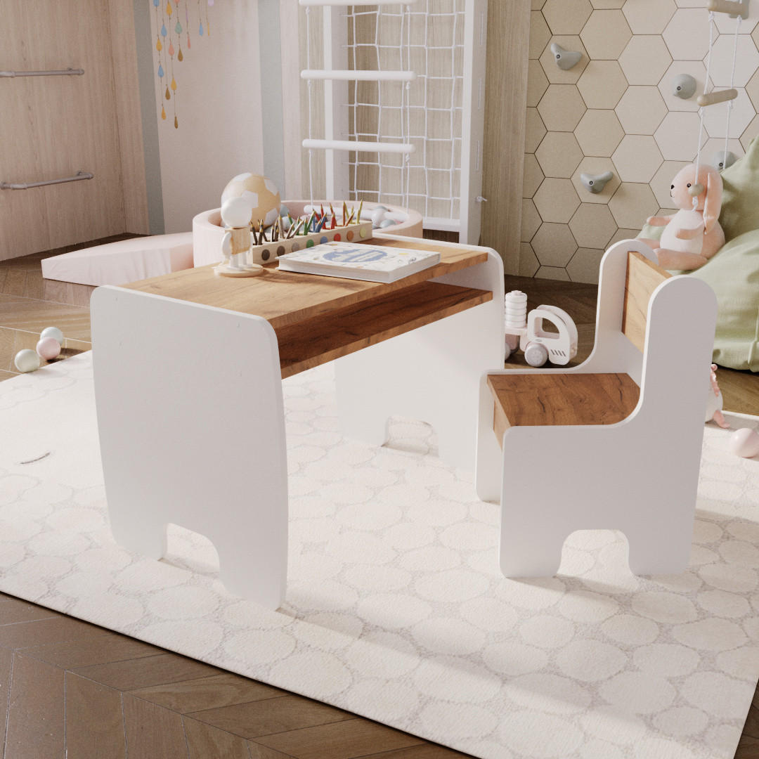 KINDERSITZGRUPPE Miki - Weiß, Holzwerkstoff (70/55/40cm) - RAUMHIRSCH FURNITURE
