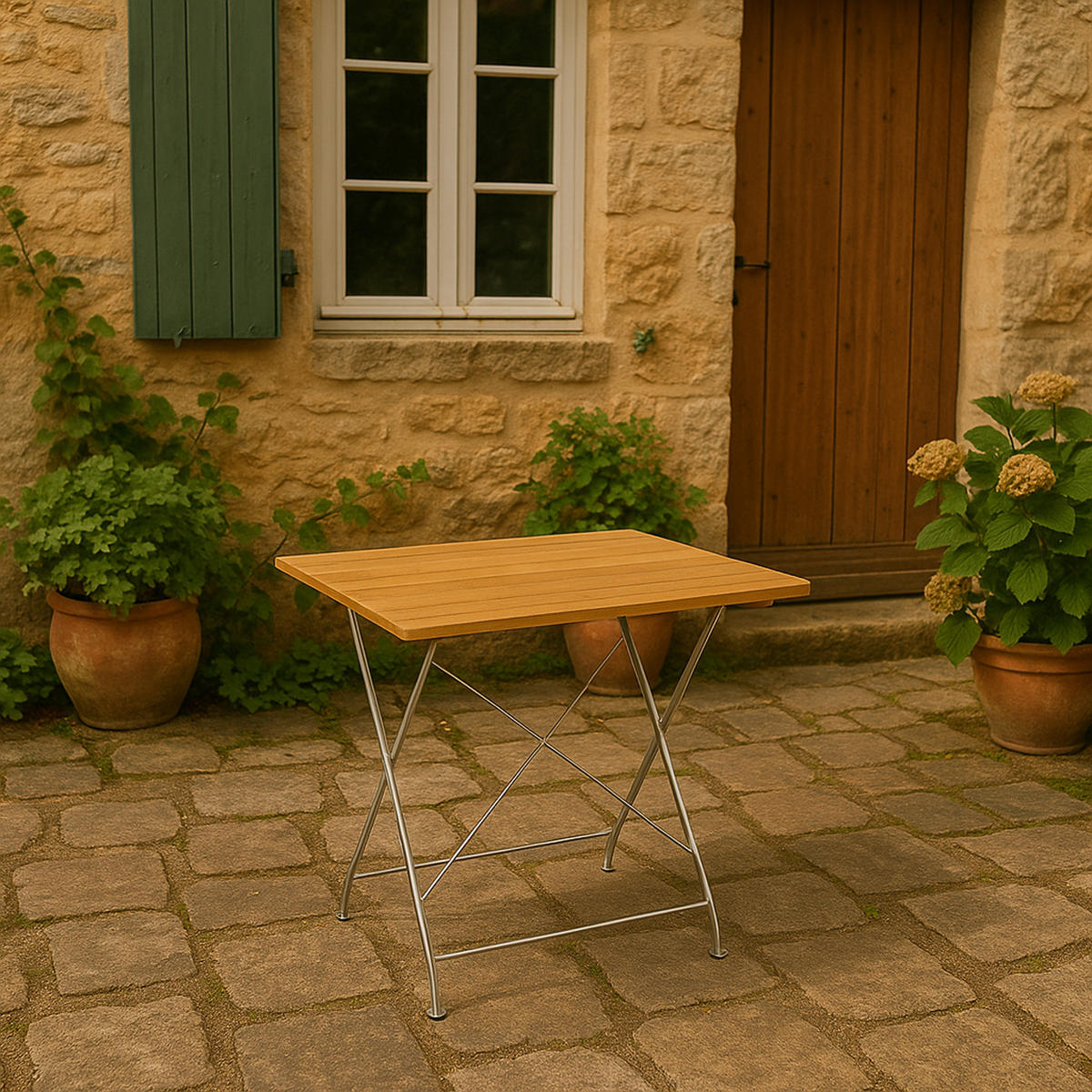 KLAPPTISCH Bad Belzig aus Robinienholz 70x110 cm, Stahlgestell Verzinkt - Braun, Holz (70/110/72cm) - TPFGarden