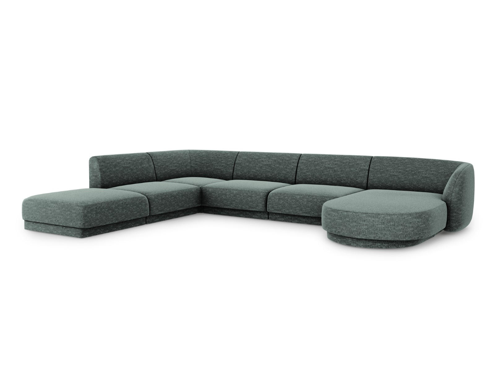 PANORAMASOFA links Miley aus Chenille-Stoff petrol 6 Sitzplätze - Petrol, Textil (255/70/330cm) - Micadoni