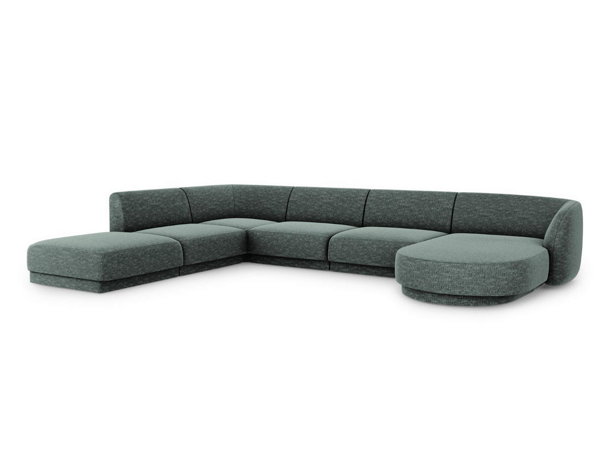 PANORAMASOFA links Miley aus Chenille-Stoff petrol 6 Sitzplätze - Petrol, Textil (255/70/330cm) - Micadoni