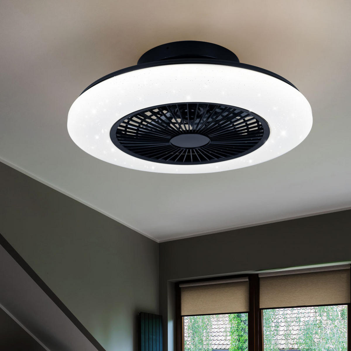LED DECKENLEUCHTE STRALSUND Schwarz Kunststoff - Schwarz, Kunststoff (50/50/16cm)