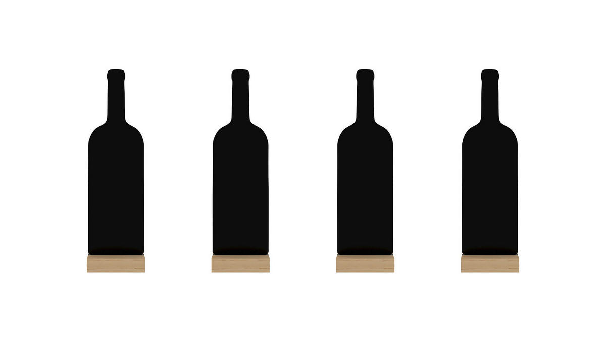 KREIDETAFEL Doppelseitige WEIN WEINFLASCHENFORM Kleine Tafeln 4 Stück Set mit Staffelei - Schwarz, Holz (8/30/0.6cm) - ALLboards