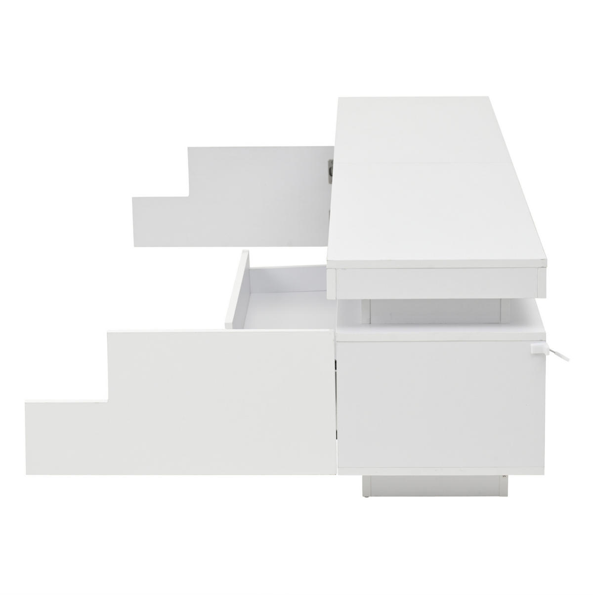 STAND-LOWBOARD 175/38/45 cm mit LED und 2 Türen, 1 Schublade - Weiß, Holzwerkstoff (175/45/38cm) - BEAOK