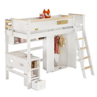 ETAGENBETT 90/200 cm aus Kiefer und MDF mit Schreibtisch und Kleiderschrank Weiß/Natur - Weiß, Holz (90/200cm) - Modenvie