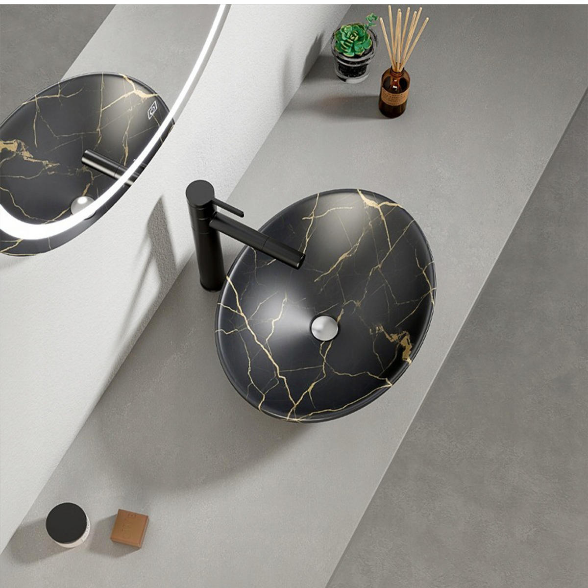 WASCHBECKEN, schwarz 41/34,5/15 cm - Schwarz, Keramik (41/15/34.5cm)