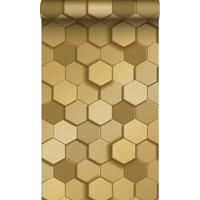 TAPETE 3D Wabenmuster 53 cm x 10.05 m - Goldfarben, Papier (53/1000cm) - Origin Wallcoverings
