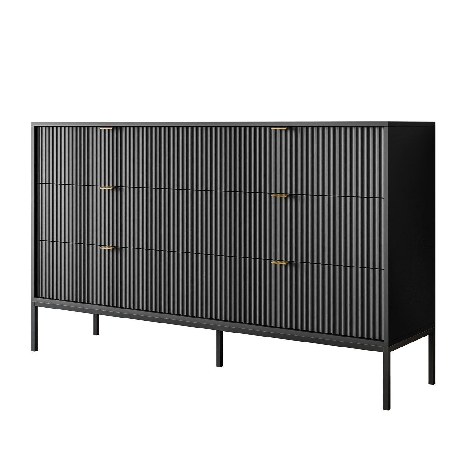 KOMMODE CORTADO KS154 MIT SCHUBLADEN SCHWARZ - Schwarz, Holzwerkstoff (154/91/39cm) - Lookway