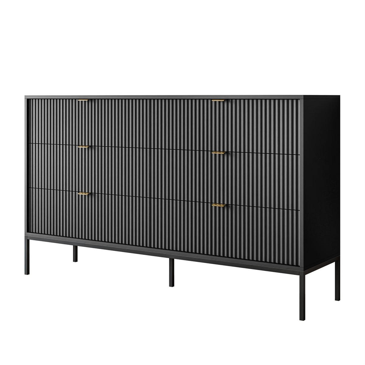 KOMMODE CORTADO KS154 MIT SCHUBLADEN SCHWARZ - Schwarz, Holzwerkstoff (154/91/39cm) - Lookway