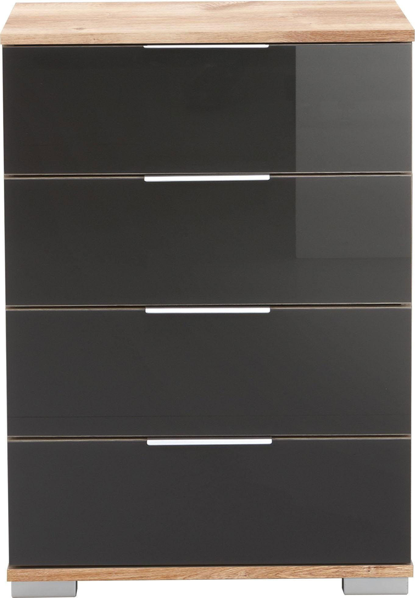 NACHTTISCH Plankeneiche / Grauglas 52 / 38 / 74cm - Grau, Holz/Holzwerkstoff (52/74/38cm) - Wimex