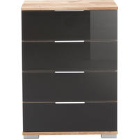 NACHTTISCH Plankeneiche / Grauglas 52 / 38 / 74cm - Grau, Holz/Holzwerkstoff (52/74/38cm) - Wimex