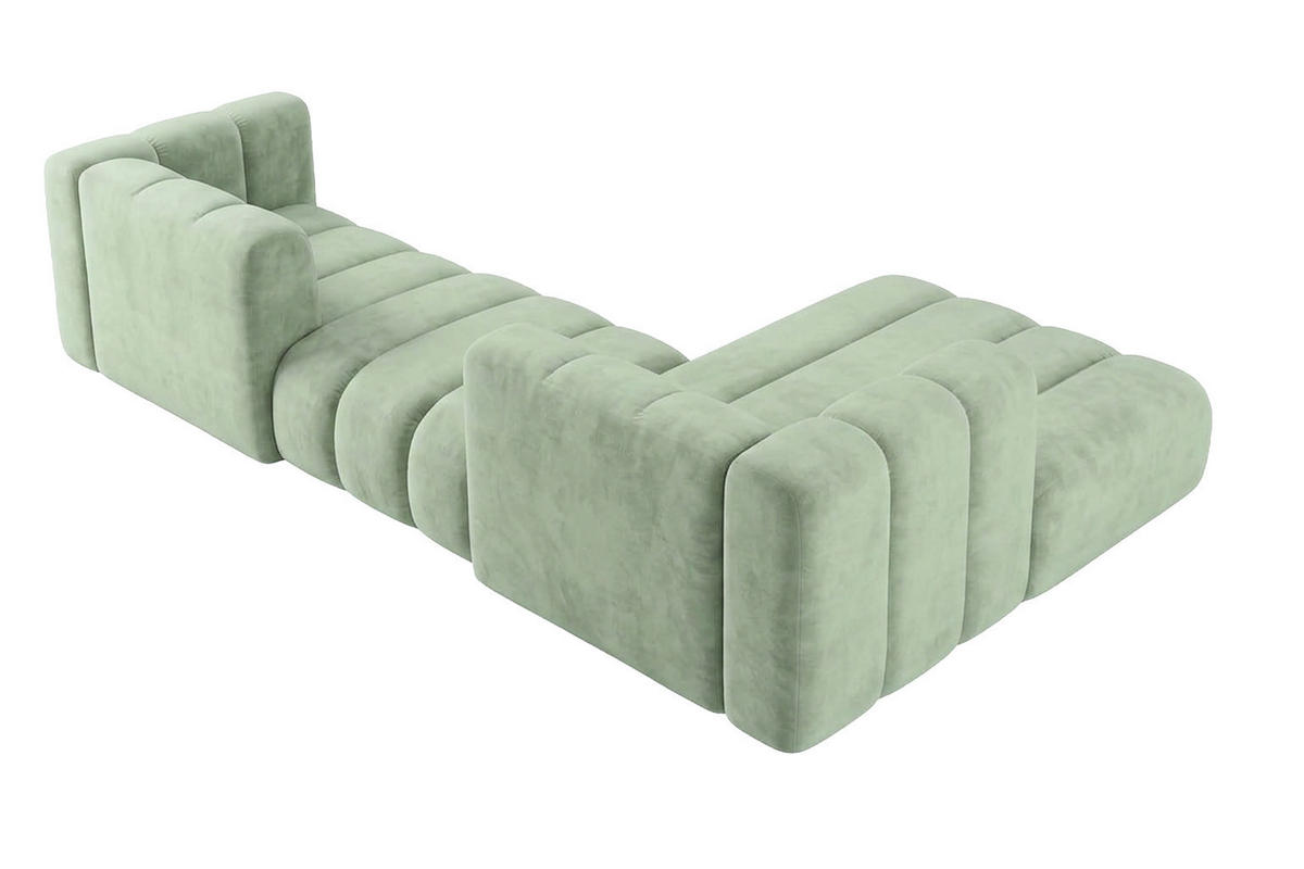 ECKSOFA Modulares In L-Form, Velvet-Stoff Riviera, Mintz, Rechts, GRAND 319 cm - Mintgrün, Holz (319/175cm) - Kaiser Möbel