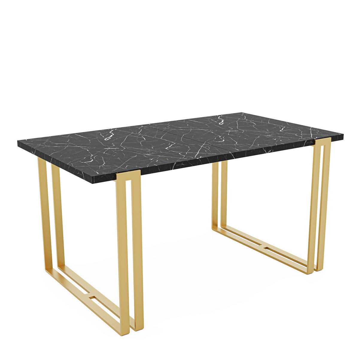 TISCH ausziehbar aus MDF, Schwarz - Goldfarben/Schwarz, Holzwerkstoff (160/80/76cm) - Idohome