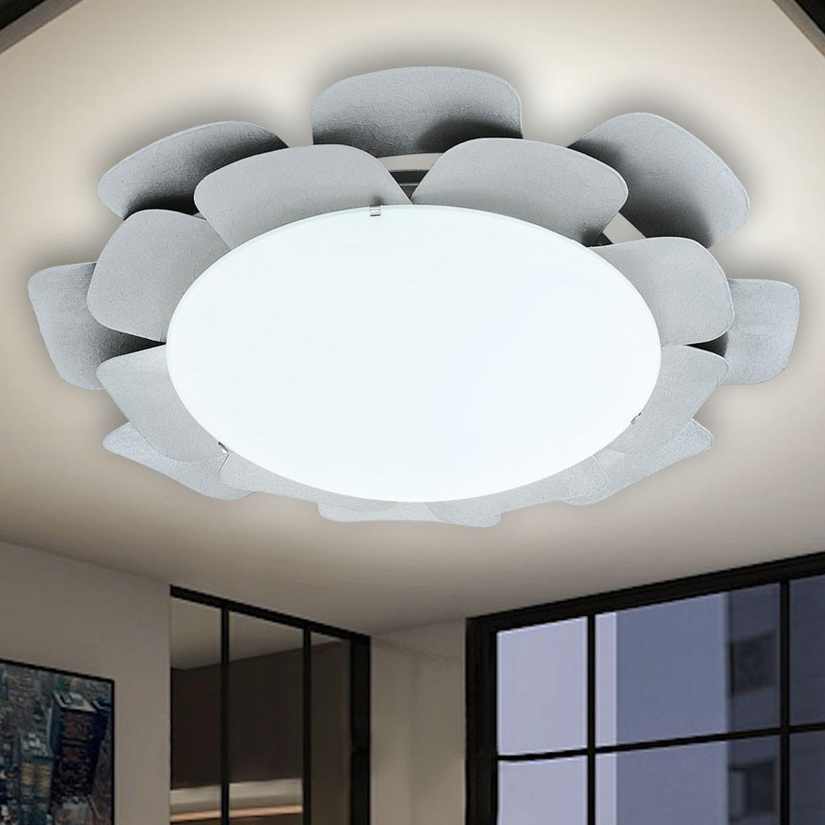 LED DECKENLEUCHTE Reclette Silber - Silberfarben, Glas (38/38/8cm)