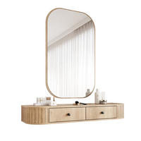 SCHMINKTISCH OVALINE mit Spiegel, 123 cm Cremona-Eiche - Eichefarben/Goldfarben, Holzwerkstoff/Metall (123/17.5/36cm) - Idohome