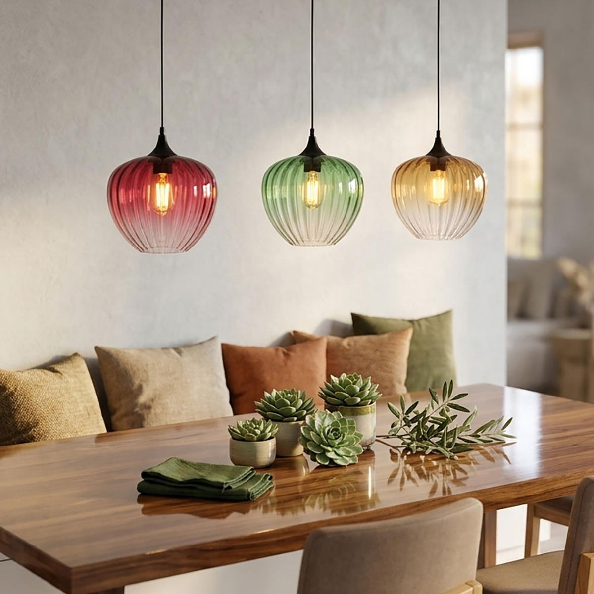 LED PENDELLEUCHTE SOLVEIG Metall Schwarz höhenverstellbar - Schwarz, Glas (119/29/150cm) - Globo Lighting