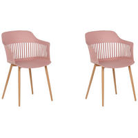 ESSZIMMERSTUHL 2er-Set Kunststoff Rosa Bereca - Pink, Kunststoff/Metall (57/81/54cm) - Beliani