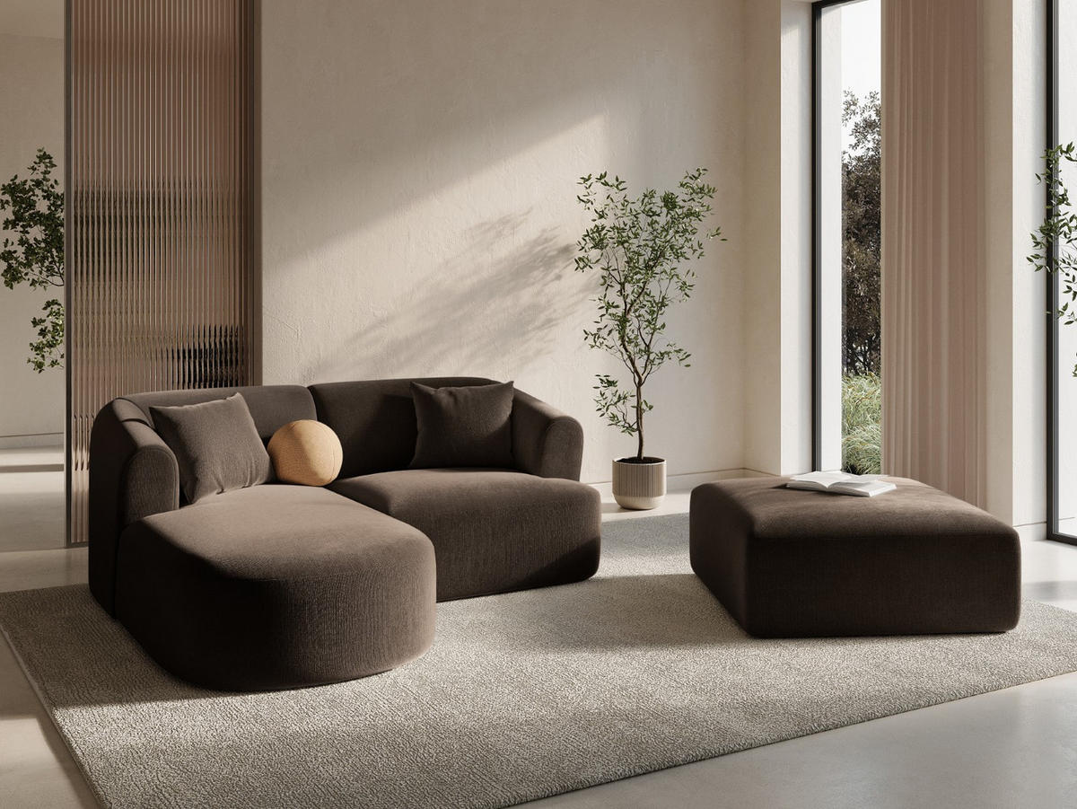 MODULARES-ECKSOFA links Campi aus Samt Schokolade 3 Sitzplätze - Dunkelbraun, Textil (156/180cm) - Cosmopolitan Design