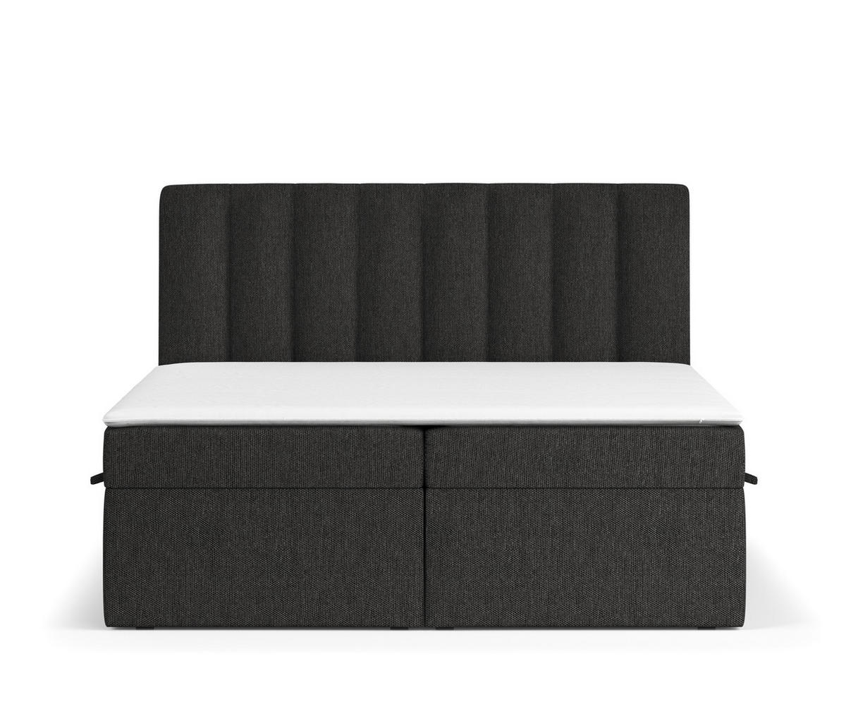 BOXBETT Novento Schwarz 140/200 cm mit Matratze und Topper - Schwarz, Holz/Holzwerkstoff (140/200cm) - Maison de Reve