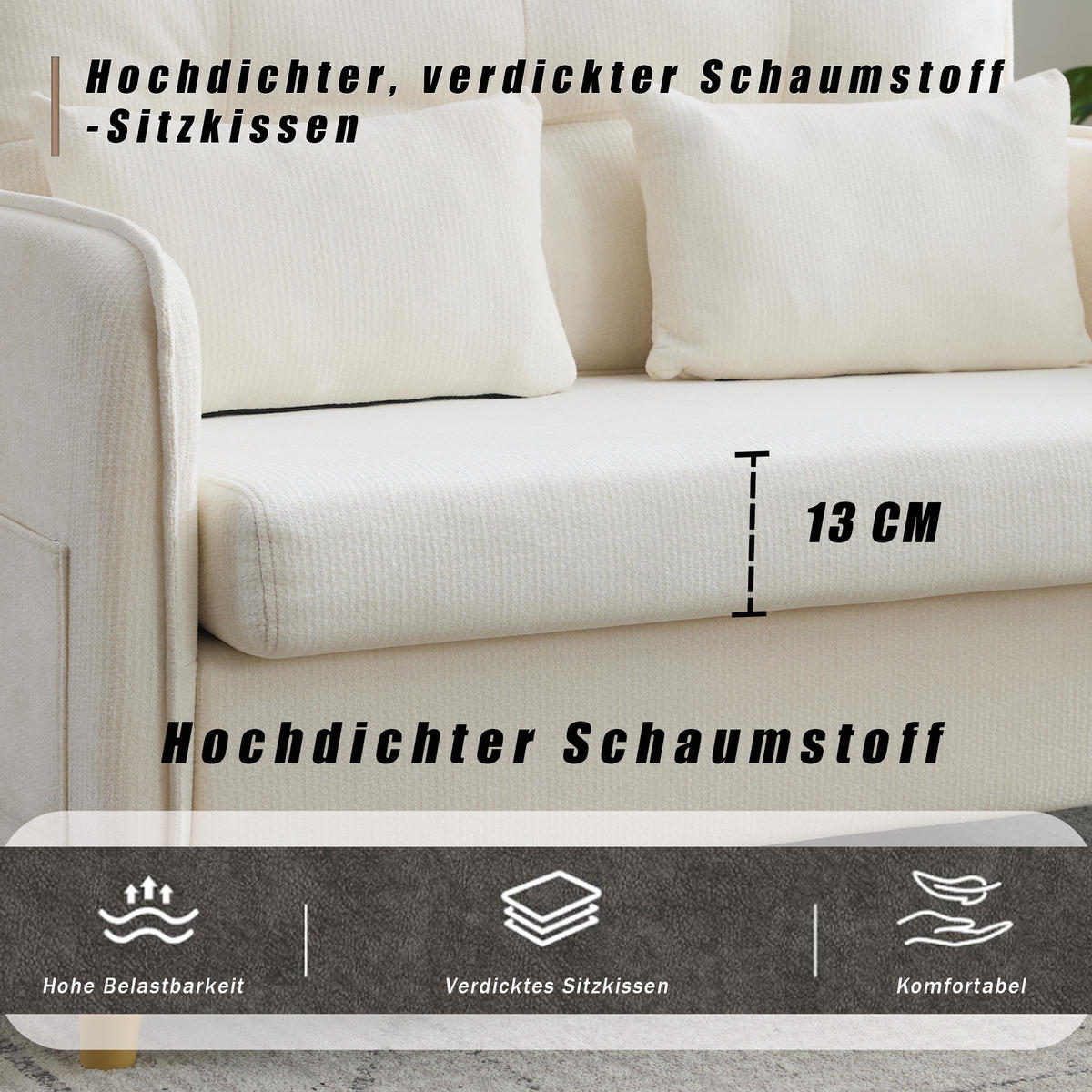 SCHLAFSOFA 127/75.5/83 cm Beige mit Armlehnen und Seitentaschen - Beige, Textil (75.5/83/127cm) - Oxeza
