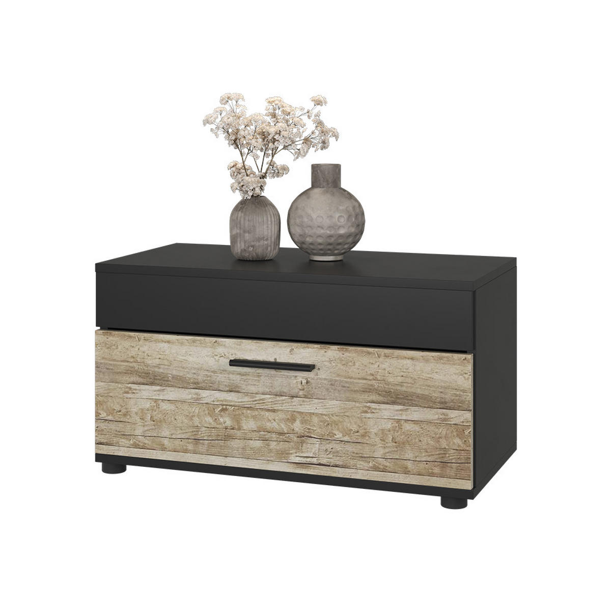 POLICE NA KNIHY Berno Černý/pískový dub - černá/Sonoma dub, kompozitní dřevo (70.8/38.9/35.3cm) - Vicco