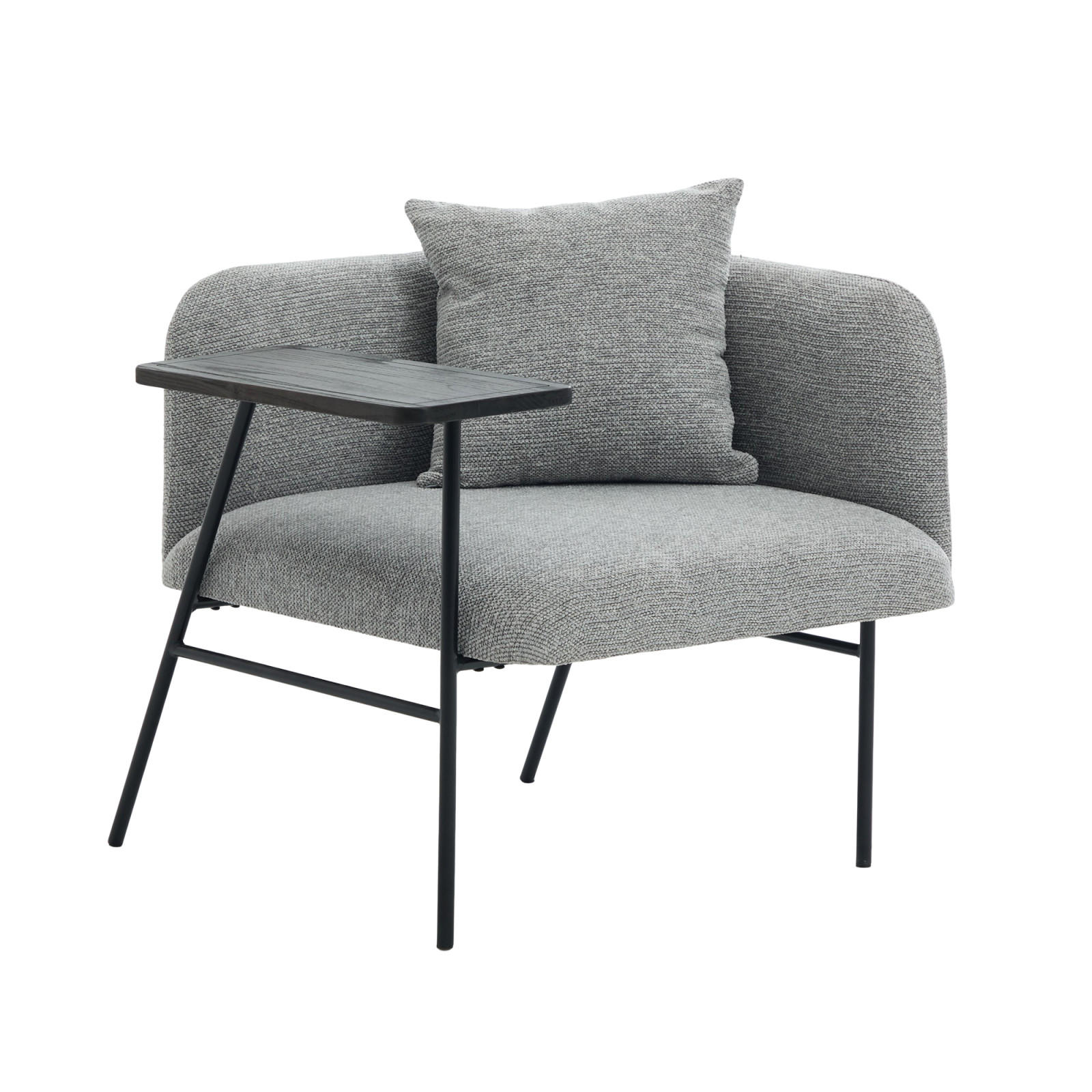 SESSEL mit Beistelltisch und Seitentaschen, Polstersessel Wohnzimmer, Grau - Grau, Textil (64/71/64cm) - PARAFTA HOME