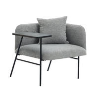 SESSEL mit Beistelltisch und Seitentaschen, Polstersessel Wohnzimmer, Grau - Grau, Textil (64/71/64cm) - PARAFTA HOME