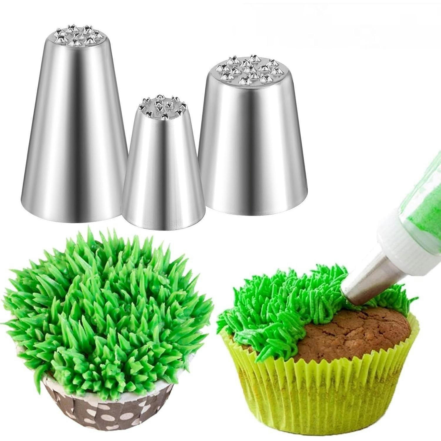 SPRITZTÜLLEN Set 3 Stück Edelstahl Gras- und Blätterdüsen - Weiß, Metall (2.5/1.8/4cm)