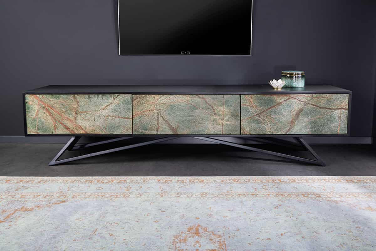 TV LOWBOARD MOUNTAIN SOUL Akazie 200cm - Multicolor/Schwarz, Holz/Stein (200/50/38cm) - riess-ambiente