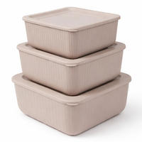 VORRATSDOSEN 3-teilig 0,5L/1L/1,5L Beige - Beige, Kunststoff - ProHome