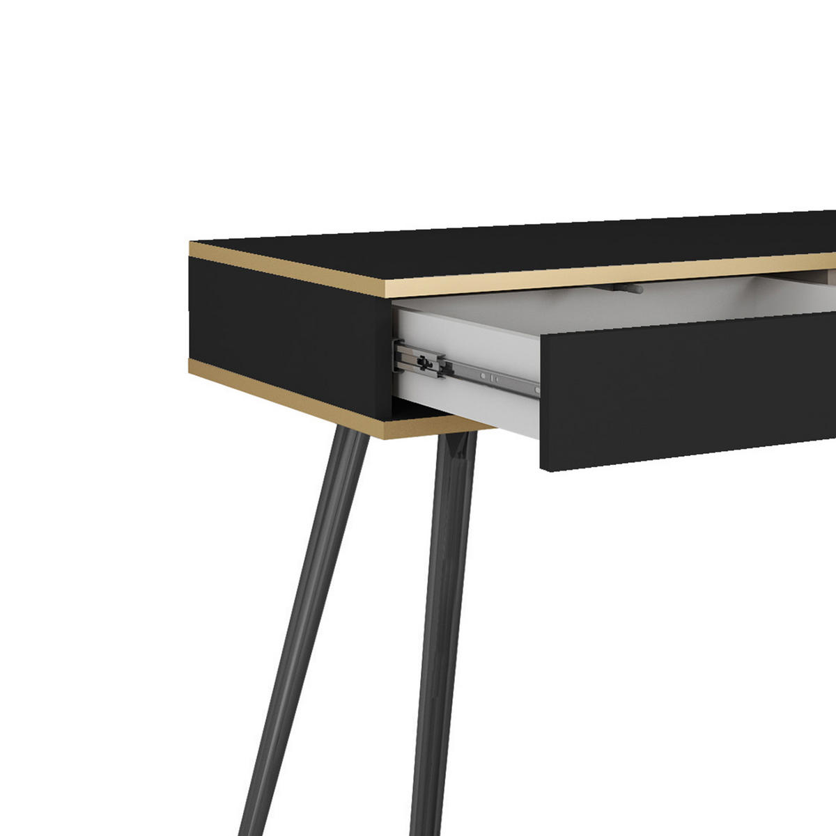 SCHMINKTISCH Schwarz - T-102, Hochglanz, Schubladen Push-to-Open 102x50x80 cm Schwarz/Schwarz - Schwarz, Holzwerkstoff/Kunststoff (50/102/80cm) - DomoHome