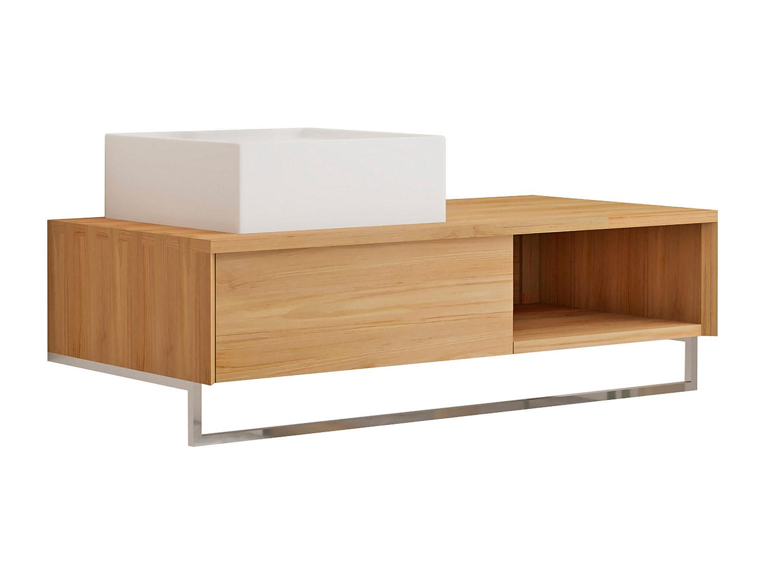 EINZELWASCHTISCH - 105 cmcm x 50 cmcm - Holz, Platte - Naturfarben Hell - KUPANG - Naturfarben, Holz (105/32/50cm) - Vente-Unique