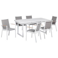 GARTENMÖBEL-SET 6-Sitzer Weiß Valcanetto/Busseto - Hellbraun/Weiß, Metall - Beliani